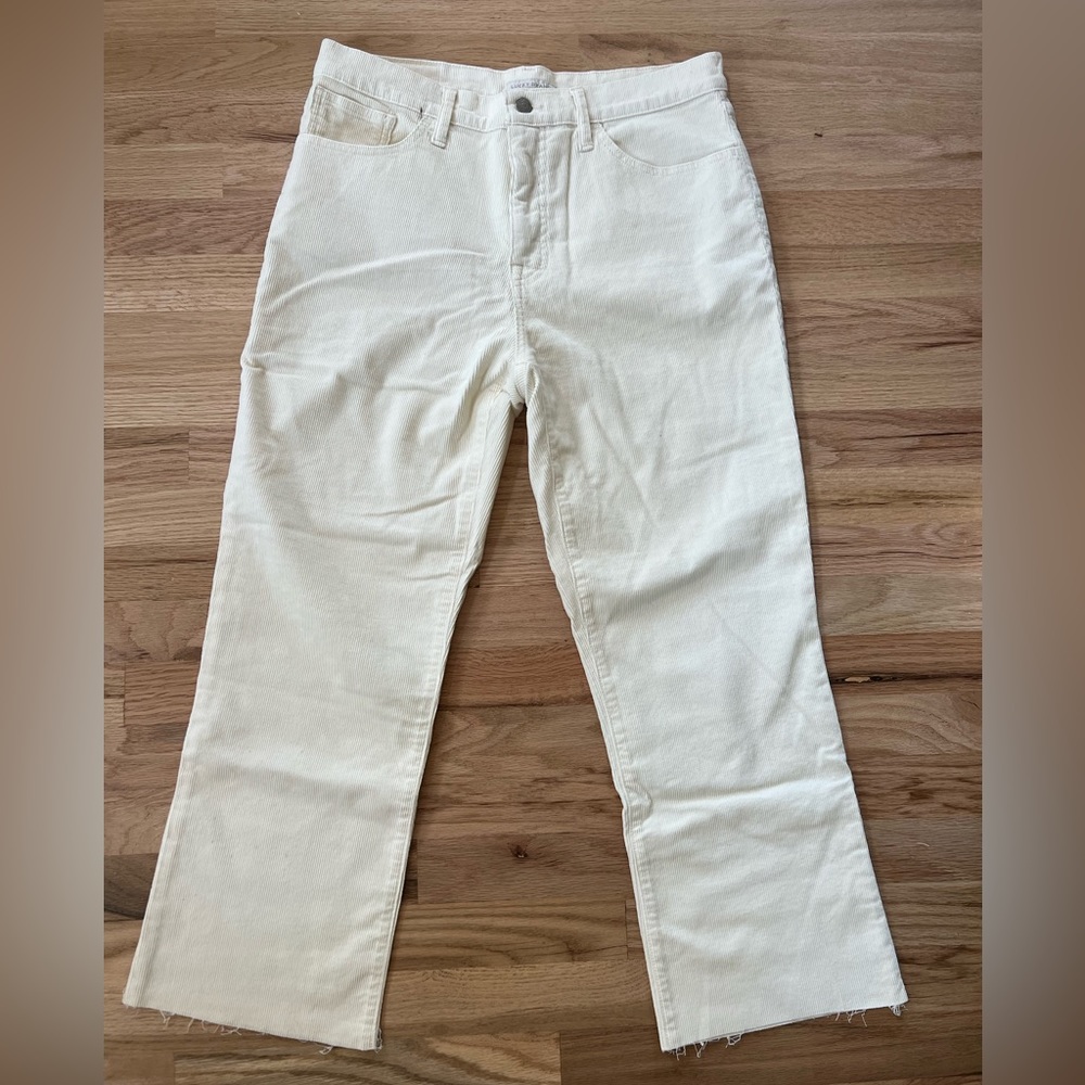 Lucky Brand High Rise Crop Mini Boot Off White Corduroy Jeans SIZE 12/31